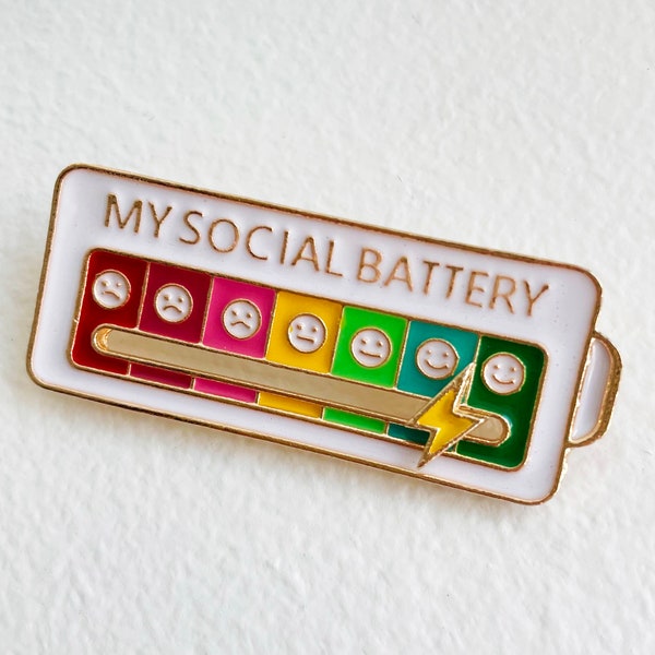 My Social Battery Enamel Mood Pin for Introverts and Extroverts Sliding Pin Gift under 10 Gift for Introverts Mood Tracker