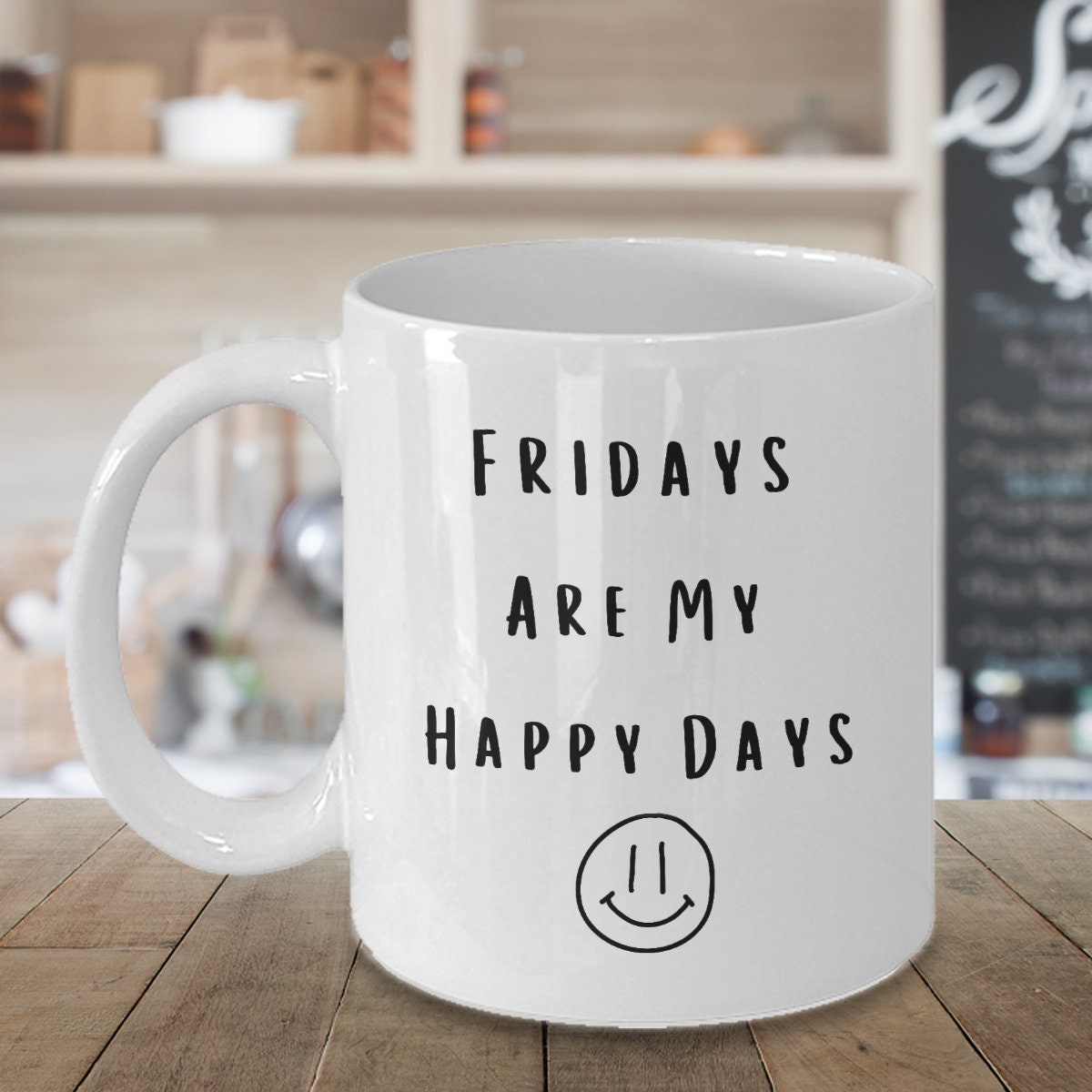 Coffee Mug “Is It Friday Yet?” TGIF Office Mug Background Decor Cartoon