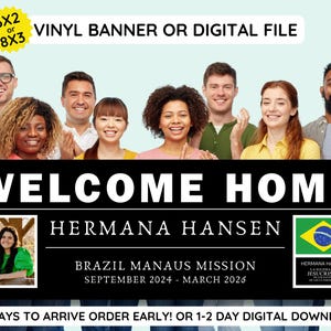 Missionary Welcome Home Banner | Missionary Banner | Personalized Missionary Homecoming Poster | Missionary Flag Sign | Digital Download
