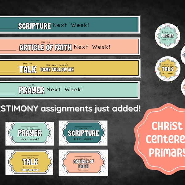 LDS Primary Sharing Time Assignment Tags and Wristbands | Primary Presidency Helps | Christ Centered Primary | Editable | Instant Download