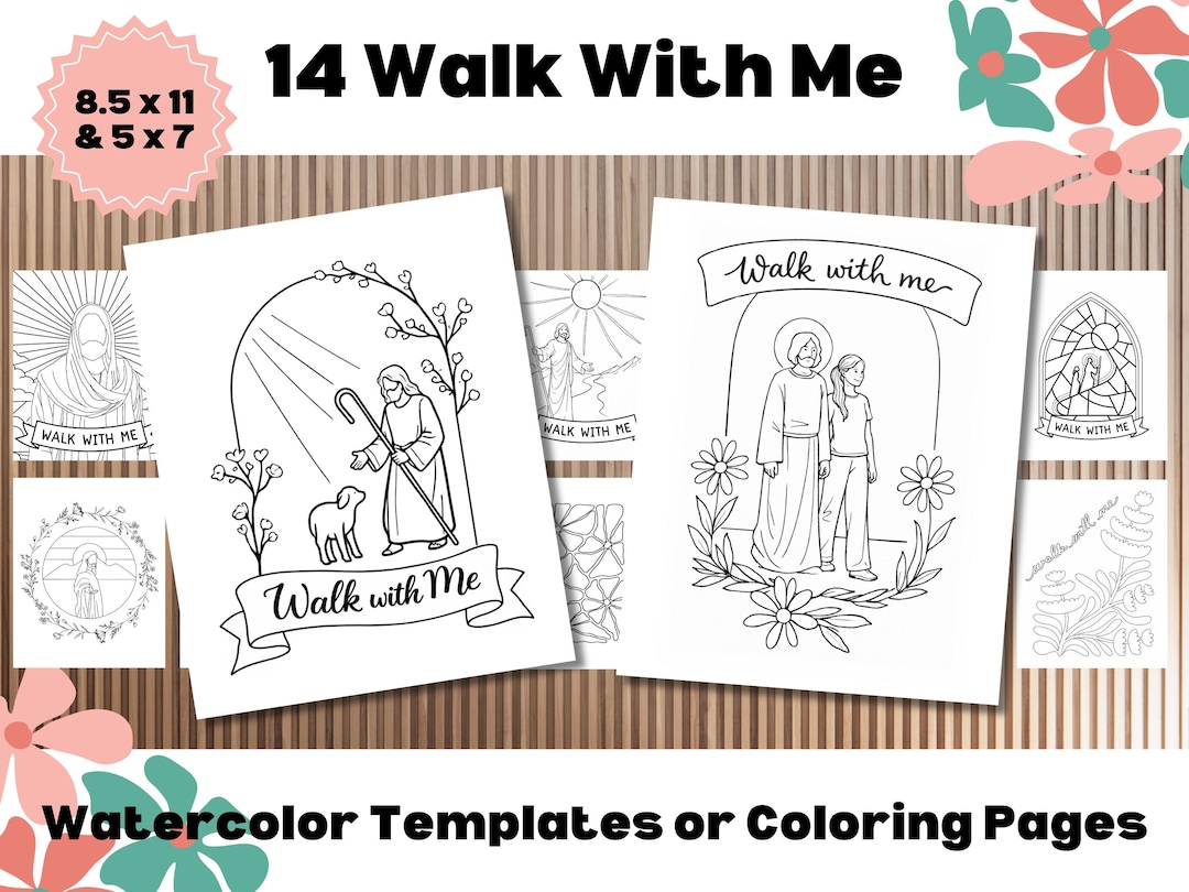 Walk with Me Moses 6-34 Line Art: LDS Coloring Pages Watercolor Templates (Digital Downloa