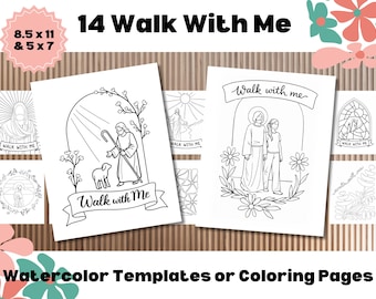 Walk with Me Moses 6-34 Line Art: LDS Coloring Pages Watercolor Templates (Digital Download)
