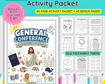 Senior April 2026 LDS General Conference Activity Packet | Games- Notes- Coloring Pages