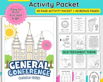Senior Primary October 2026 LDS General Conference Activity Packet | Games- Notes- Coloring Pages | Old Testament | Class handout | Listen