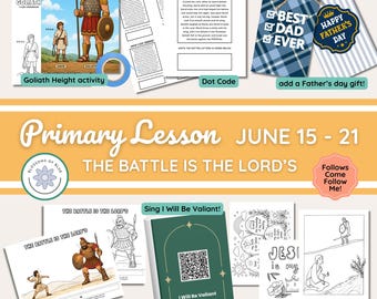 15-21 de junio / Ayudas para la lección de primaria / Ven, sígueme Antiguo Testamento 2026 / David y Goliat / Día del Padre / FHE / Preparación de lecciones sencillas