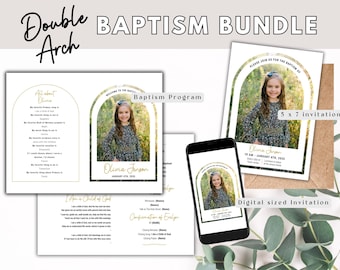 Double Arch LDS Baptism Bundle: Program & Invitation (Digital Download)