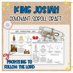 King Josiah Covenant Scroll Craft | Bible Crafts | 2 Kings 22 | Sunday School | Christian Printable | Old Testament | homeschool bible fun