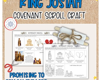 King Josiah Covenant Scroll Craft | Bible Crafts | 2 Kings 22 | Sunday School | Christian Printable | Old Testament | homeschool bible fun