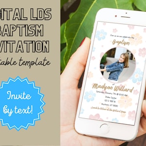 Floral LDS Baptism Invitation: Pink Girl Invite (Digital Download)