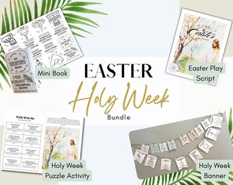 LDS Easter Script Printable | Holy Week Mini Book | Holy Week Banner | Easter Morning Activity | Instant Download | Christ Centered Easter