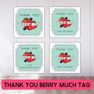Muchas gracias Berry por participar / Etiqueta de agradecimiento / Primaria / Mujeres jóvenes / Sociedad de socorro / Merienda de frutas imprimible / Fiesta de etiqueta de mermelada