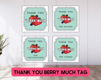 Thank You Berry Much for Participating | Thank You Tag | Primary | Young Womens | Relief Society | Fruit Snack Printable | Jam Tag Party