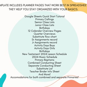 LDS Primary Presidency Planner Google Sheets Template Share With ...