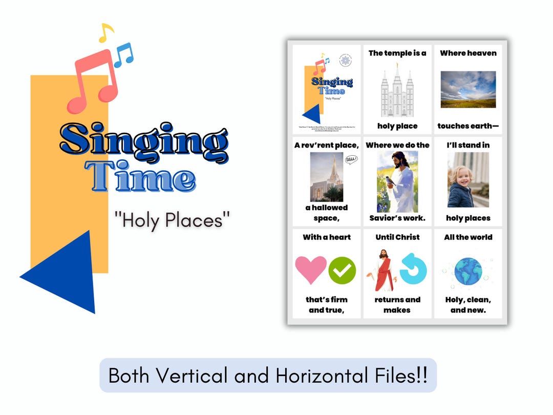 LDS Holy Places Singing Time Flip Chart Primary Music Song Visuals