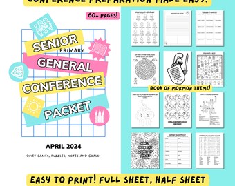 Senior Primary General Conference Packet April 2024 | LDS Coloring Pages for General Conference | Games, Activities, Coloring Pages