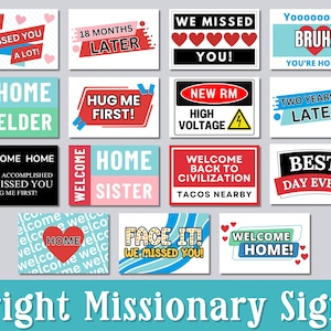 15 Bright LDS Missionary Signs | Homecoming Airport Posters | LDS Missionary Print | Returned Missionary Airport Signs | Welcome Home | Easy