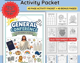 Junior April 2026 LDS General Conference Activity Packet | Games- Notes- Coloring Pages