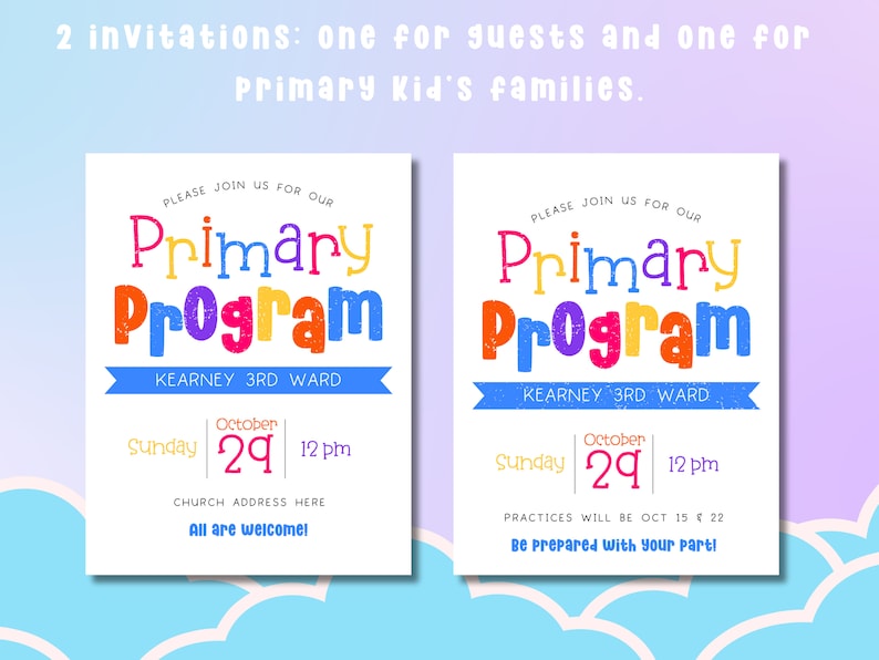 Program Invitation Back Bright Primary Program Invitation: Customizable Canva Template (digital ...