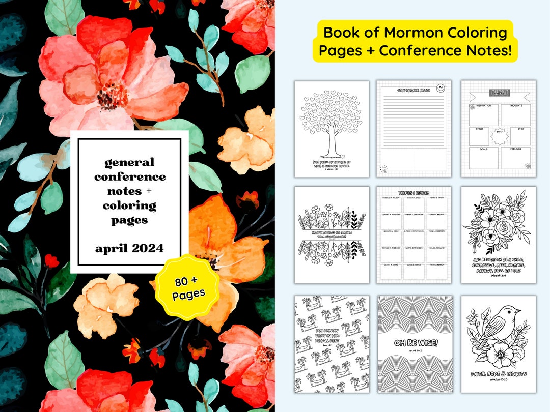 General Conference Notes and Coloring April 2024 LDS Coloring Pages for