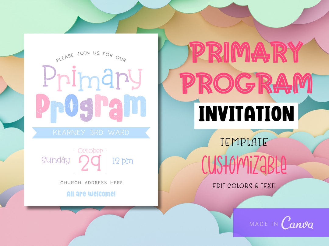 Pastel Primary Program Invitation | Printable Primary Presentation ...