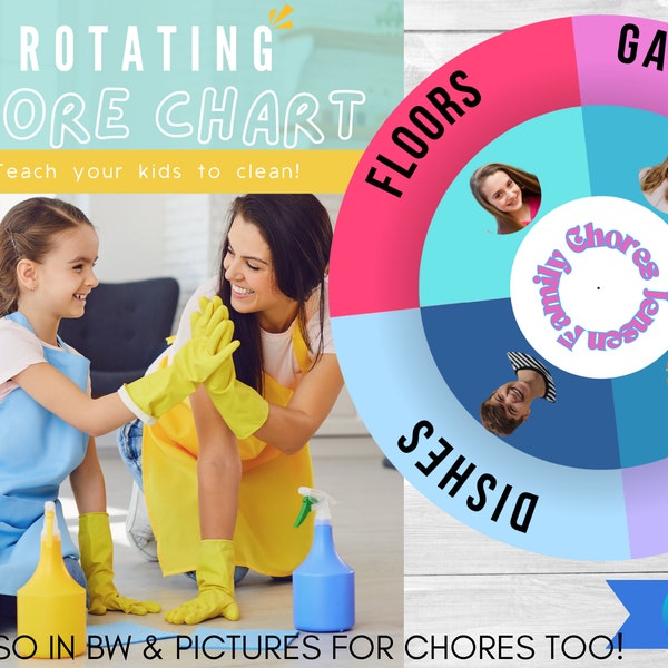 Rotating Family Chore Chart | Canva Template | Editable Job Chart | Weekly and Daily Chore Chart | Instant Download | Chore Chart for kids