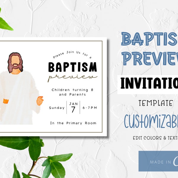 Baptism Preview Invitation | It's Great to be 8 Invitation | Baptism Preparation Meeting | Instant download | Customizable | Canva Template