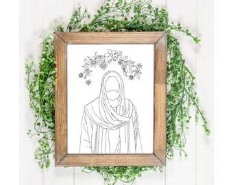 Jesus Line Art | Relief Society Activity | Young Womens Activity | Activity Days | Water color a Jesus Drawing | Instant Download