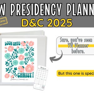 LDS YW Presidency Planner | Canva Template | Easy Share | YW Binder Printables | Editable | Doctrine and Covenants 2025 | Look unto Christ