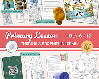 6-12 de julio / Ayudas para la lección de primaria / Ven, sígueme 2026 / Eliseo y Naamán / Fhe / Estudio familiar / Antiguo Testamento / Vasijas de aceite de la viuda