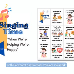 Sep 2023 LDS Singing Time | When We&#39;re Helping We&#39;re Happy | Singing Time Flip Chart | Primary Chorister | Instant Download | Visual Aides