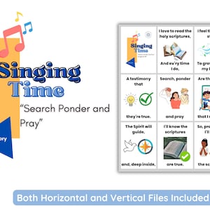 Jan 2025 LDS Singing Time | Search Ponder and Pray | Singing Time Flip Chart for Primary Come Follow Me | Chorister LDS | Song Visuals | PDF