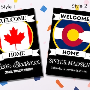 Missionary Welcome Home Poster | Missionary Sign | Personalized Missionary Homecoming Poster | Digital Download | Black Missionary Flag Sign
