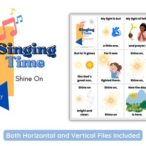 2025 LDS Singing Time | Shine On | Singing Time Flip Chart for Primary Come Follow Me | Chorister LDS | Instant Download |Song Visuals Words