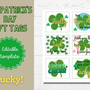 St. Patrick&#39;s Day Clover Gift Tags: Irish Puns (Digital Download)