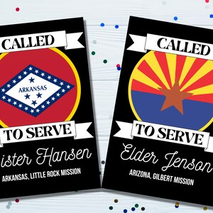 Missionary Called to Serve Poster | Missionary Sign | Personalized Missionary Calling Poster | Digital Download | Black Missionary Flag Sign