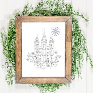 Salt Lake Temple Line Art | Relief Society Activity | Young Women Activity | Activity Days | Water color a Temple Drawing | Instant Download