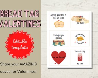 Bread Tag Valentines | Valentine Bread Tags | Bread Pun Tag | Give warm bread this Valentines!
