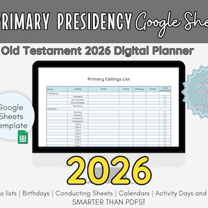 LDS Primary Presidency Planner 2026 - Google Sheets Template (Digital Download)