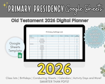 LDS Primary Presidency Planner 2026 - Google Sheets Template (Digital Download)