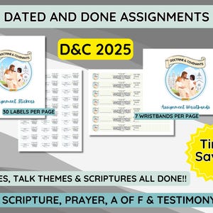 Kit de asignación de calcomanías para pulseras de la Primaria SUD 2025 / ¡Con fecha y listo! / Ayuda para la presidencia de la Primaria / Descarga instantánea / PDF / Imprimir y listo