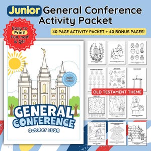 Junior Primary October 2026 LDS General Conference Activity Packet | Games- Notes- Coloring Pages | Old Testament | Class handout | Listen