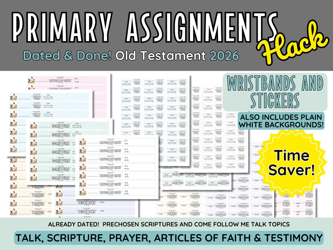 Lds Assignment Tree 2026 LDS Primary Old Testament Assignment Kit: Wristbands & Stickers ...