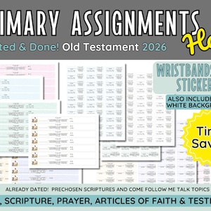 2026 LDS Primary Old Testament Assignment Kit: Wristbands & Stickers (Digital Download)