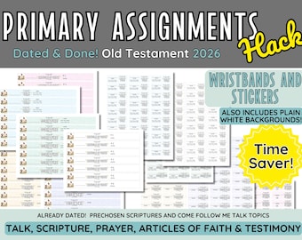 2026 LDS Primary Old Testament Assignment Kit: Wristbands & Stickers (Digital Download)