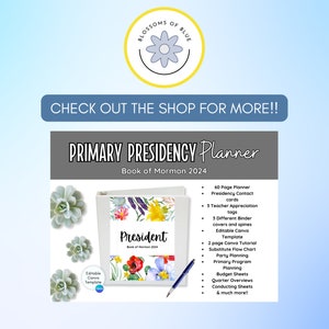 LDS Primary Presidency Planner Google Sheets Template Share With ...