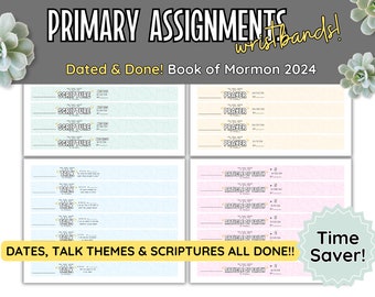 LDS Primary Wristband Assignment Kit | Dated and Done! | Primary Presidency Helps | Instant Download | PDF | Print and Go Primary Secretary