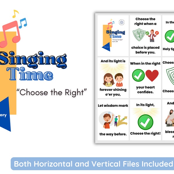 February 2024 LDS Singing Time | Choose the Right | Primary Music | Singing Time Flip Chart for Primary Come Follow Me | Instant Download
