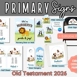 Primaire tekens LDS: Oude Testament, 2026, Christus centraal |  Bewerkbare sjablonen (digitale download)