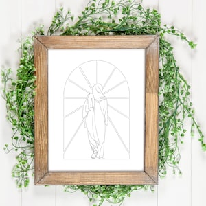 Jesus Walks Line Drawing | Baptism Gift | Minimalist Art | Jesus Portrait | Jesus Christ Walks | Jesus Line Art