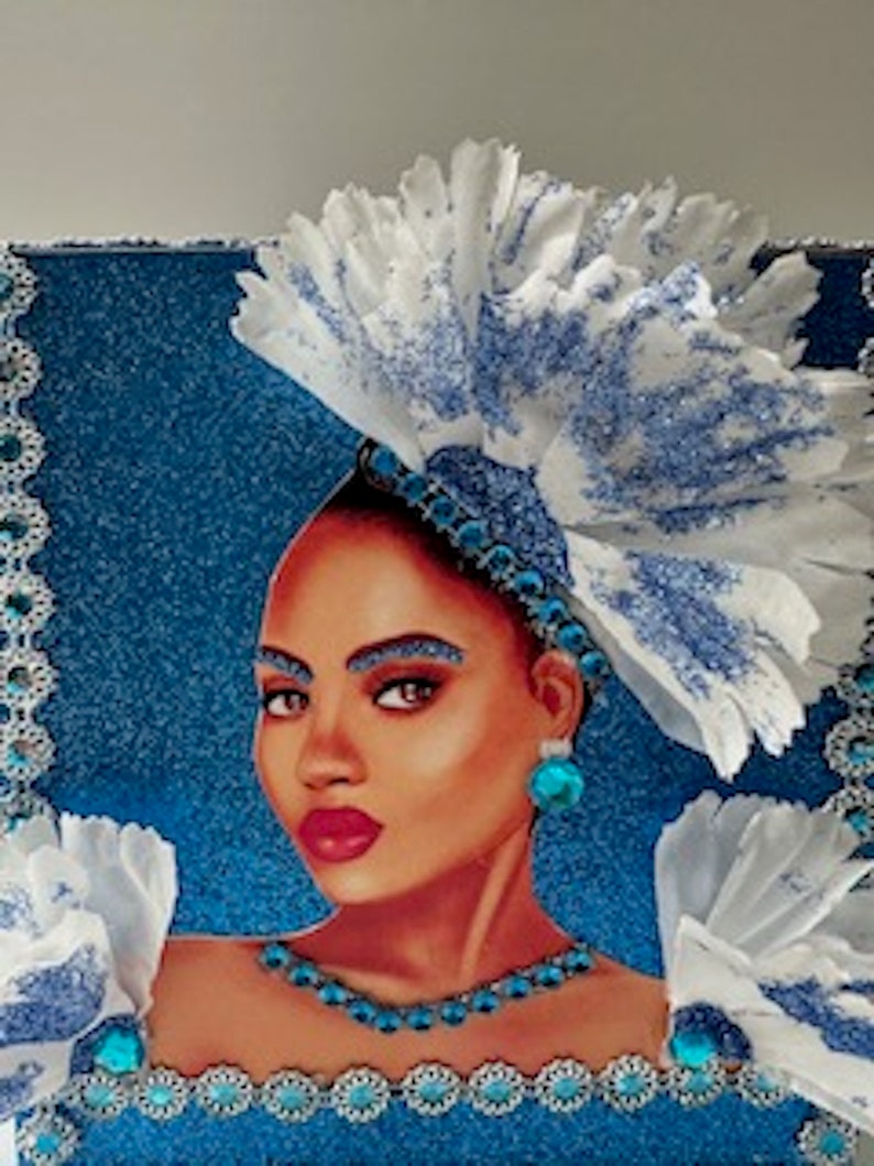 Tissue Box Cover, Diva Tissue Box, Afro American Art, Wooden Tissue Box